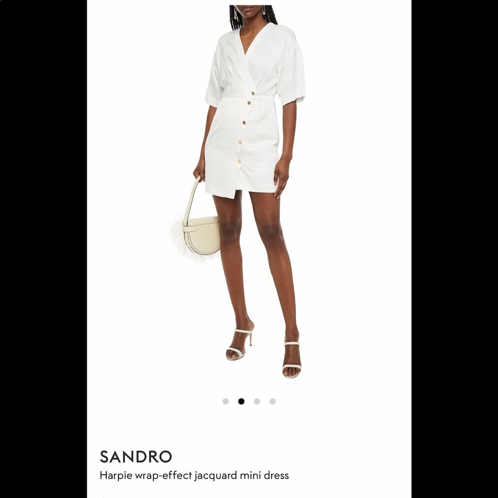 Sandro
Women's White Harpie Wrap-effect Jacquard Mini Dress